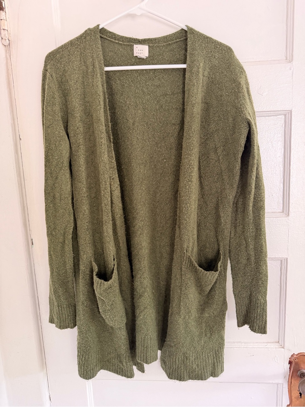 a new day Olive Open-Front Pocket Cardigan Sweater